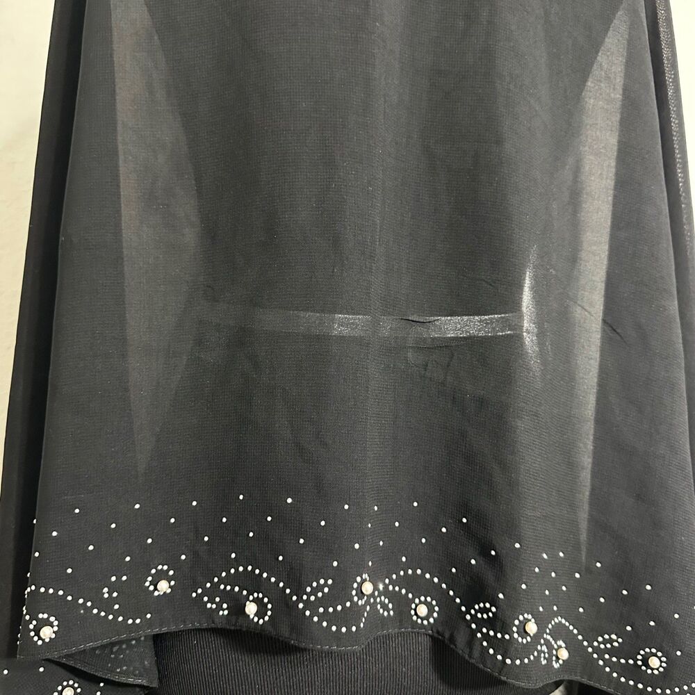 Jessica McClintock Black Sheer Chiffon Shawl Wrap Rhinestone Pearl Accent Vintag - Picture 3 of 6